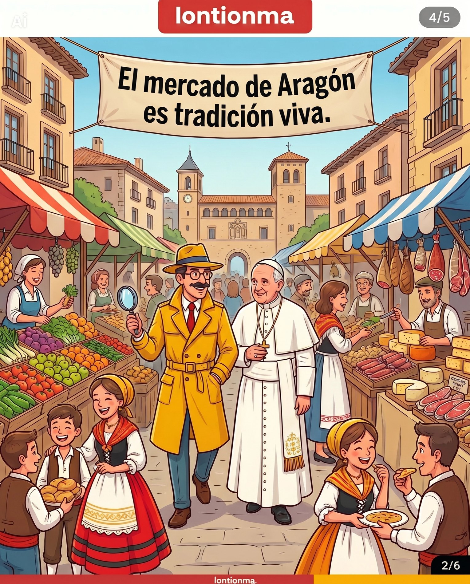 Ambiente de mercado con productos locales y clientes comprando
