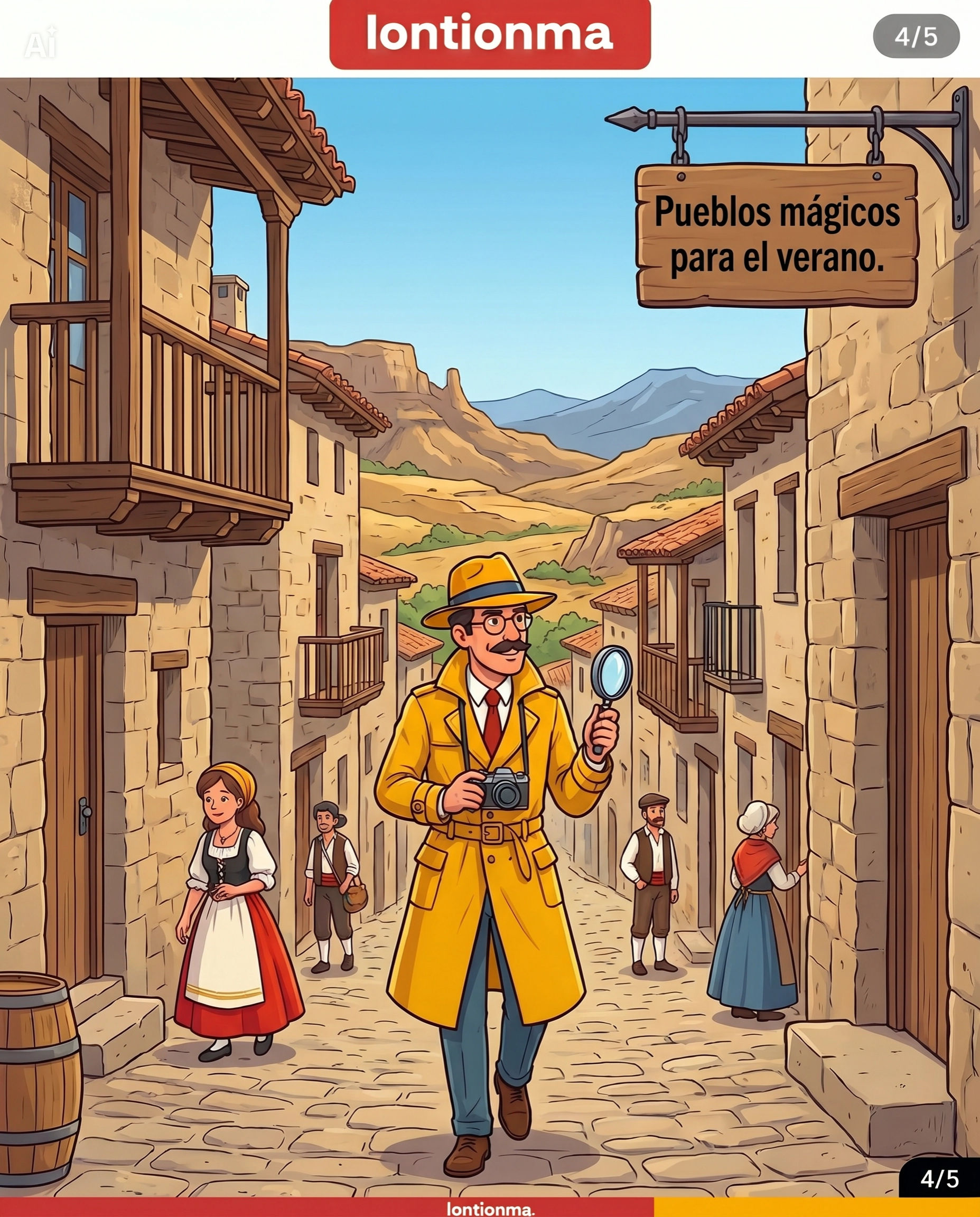 Vista de un pueblo medieval aragonés con arquitectura tradicional