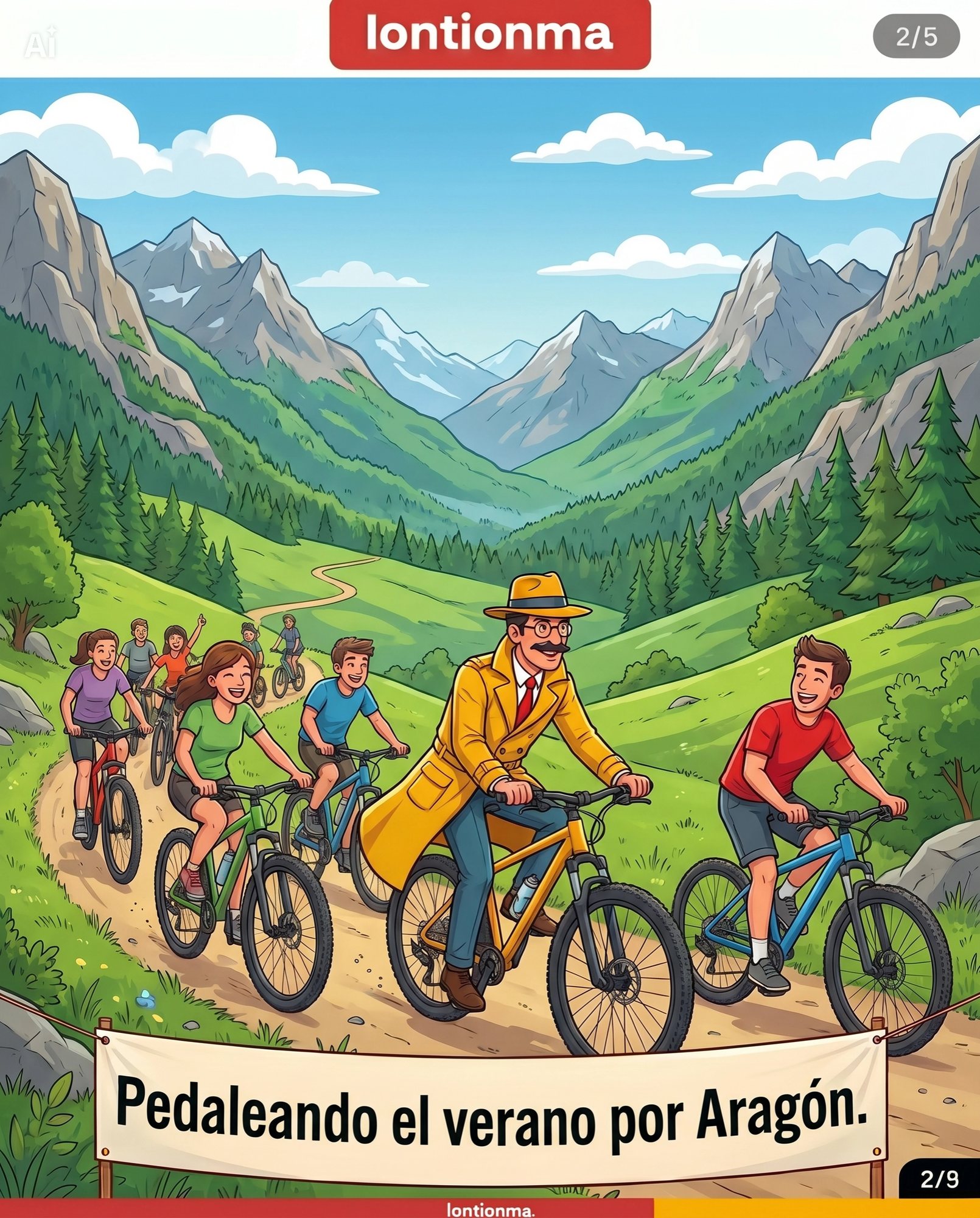 Ciclista recorriendo un sendero en los Pirineos aragoneses