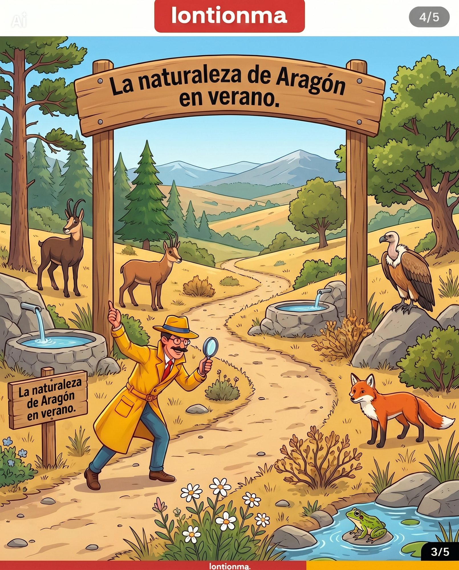 Paisaje de un parque natural en Aragón con vegetación y montañas